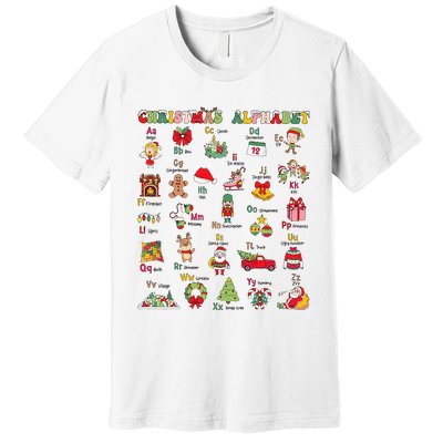 ABCs Learning Kindergarten Teacher Christmas Lights Alphabet Premium T-Shirt