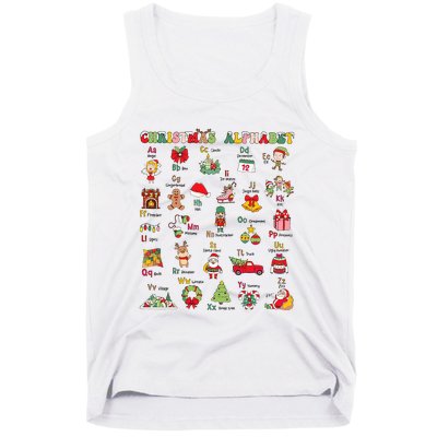 ABCs Learning Kindergarten Teacher Christmas Lights Alphabet Tank Top