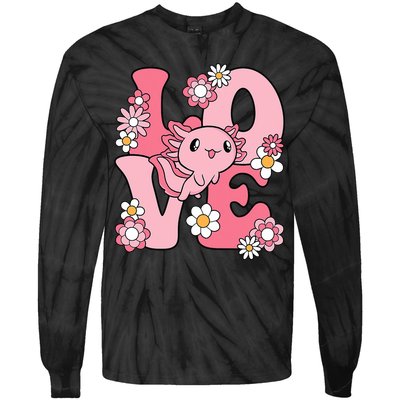 Axolotl Love Kawaii Axolotl Lover Tie-Dye Long Sleeve Shirt