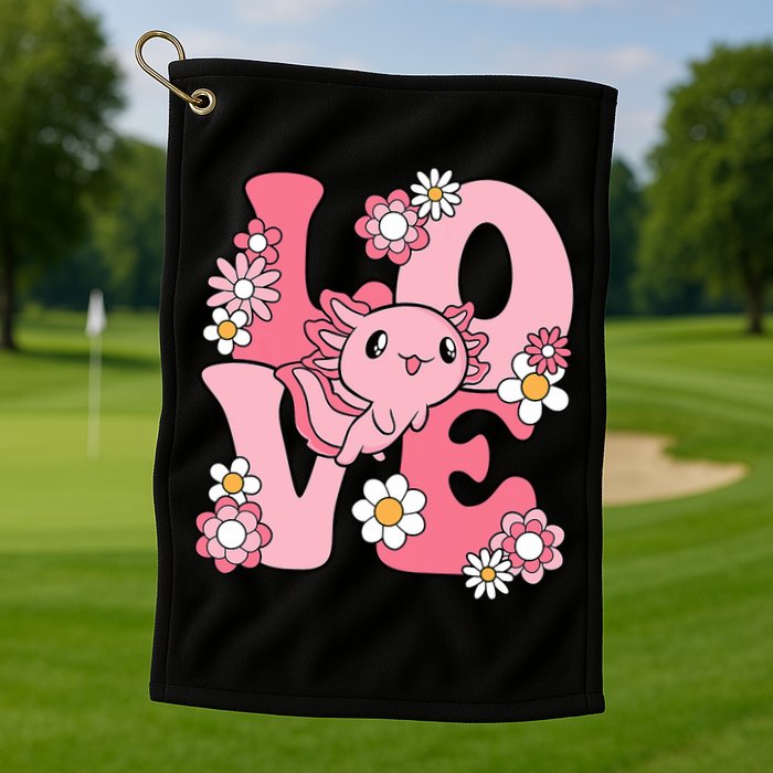 Axolotl Love Kawaii Axolotl Lover Golf Towel