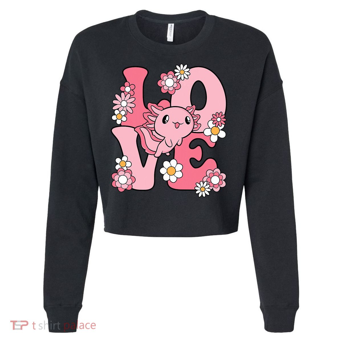 Axolotl Love Kawaii Axolotl Lover Cropped Pullover Crew