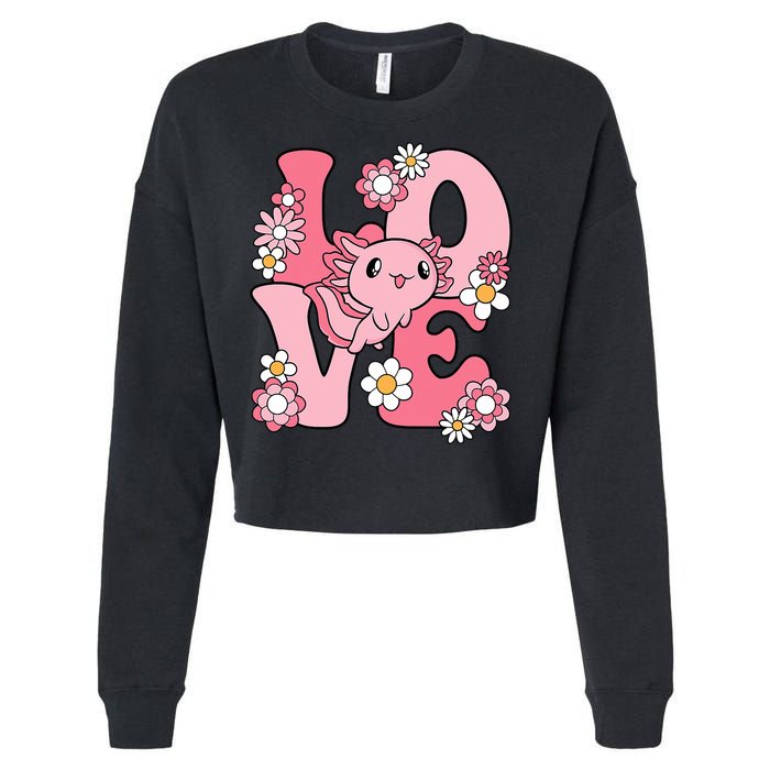 Axolotl Love Kawaii Axolotl Lover Cropped Pullover Crew