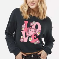 Axolotl Love Kawaii Axolotl Lover Cropped Pullover Crew