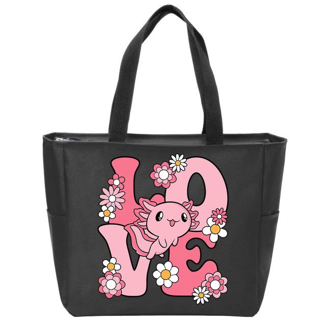 Axolotl Love Kawaii Axolotl Lover Zip Tote Bag