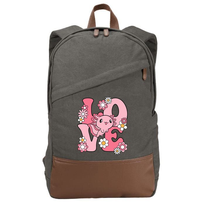 Axolotl Love Kawaii Axolotl Lover Cotton Canvas Backpack