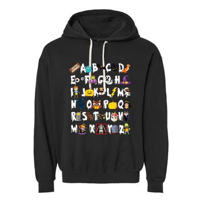 Abcs Learning Kindergarten Teacher Funny Halloween Alphabet Garment-Dyed Fleece Hoodie