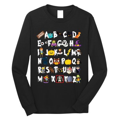 Abcs Learning Kindergarten Teacher Funny Halloween Alphabet Long Sleeve Shirt