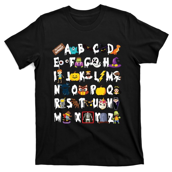 Abcs Learning Kindergarten Teacher Funny Halloween Alphabet T-Shirt