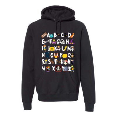 Abcs Learning Kindergarten Teacher Funny Halloween Alphabet Premium Hoodie