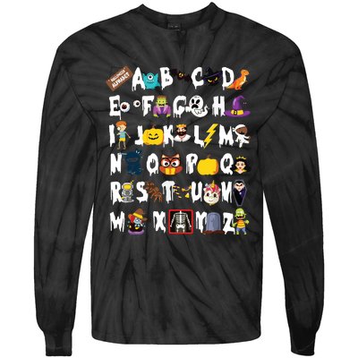 Abcs Learning Kindergarten Teacher Funny Halloween Alphabet Tie-Dye Long Sleeve Shirt