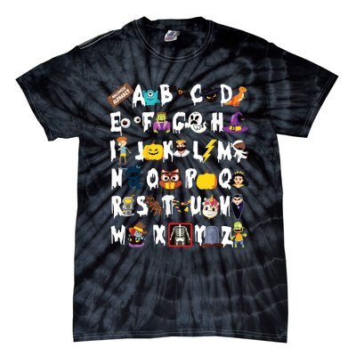 Abcs Learning Kindergarten Teacher Funny Halloween Alphabet Tie-Dye T-Shirt