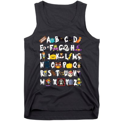 Abcs Learning Kindergarten Teacher Funny Halloween Alphabet Tank Top