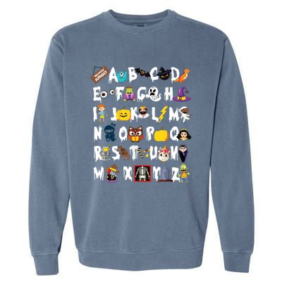 Abcs Learning Kindergarten Teacher Funny Halloween Alphabet Garment-Dyed Sweatshirt