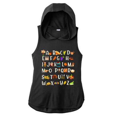 ABCs Learning Kindergarten Teacher Thanksgiving Alphabet Ladies PosiCharge Tri-Blend Wicking Draft Hoodie Tank