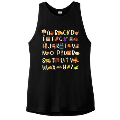 ABCs Learning Kindergarten Teacher Thanksgiving Alphabet Ladies PosiCharge Tri-Blend Wicking Tank