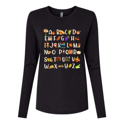 ABCs Learning Kindergarten Teacher Thanksgiving Alphabet Womens Cotton Relaxed Long Sleeve T-Shirt