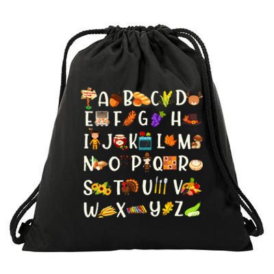 ABCs Learning Kindergarten Teacher Thanksgiving Alphabet Drawstring Bag