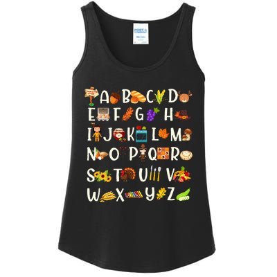 ABCs Learning Kindergarten Teacher Thanksgiving Alphabet Ladies Essential Tank