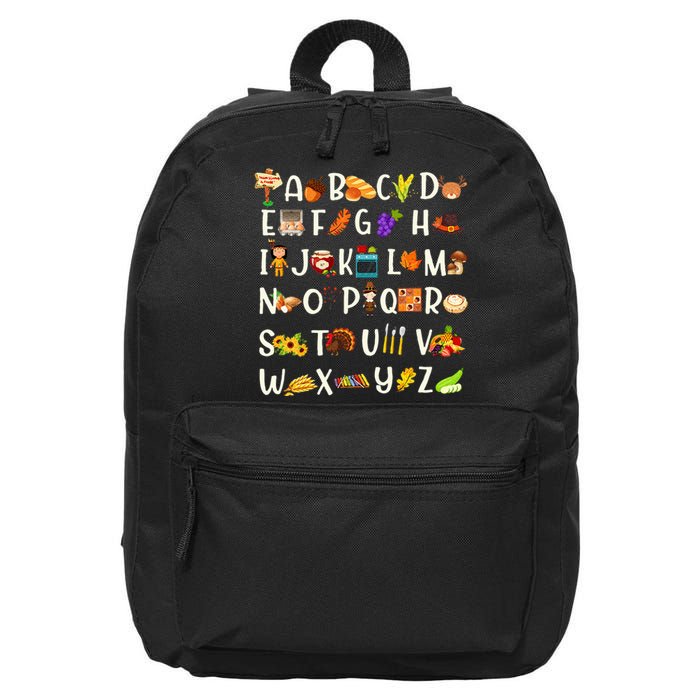 ABCs Learning Kindergarten Teacher Thanksgiving Alphabet 16 in Basic Backpack