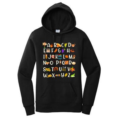 ABCs Learning Kindergarten Teacher Thanksgiving Alphabet Women's Pullover Hoodie