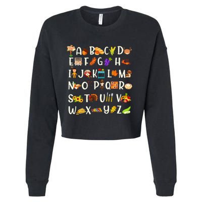 ABCs Learning Kindergarten Teacher Thanksgiving Alphabet Cropped Pullover Crew