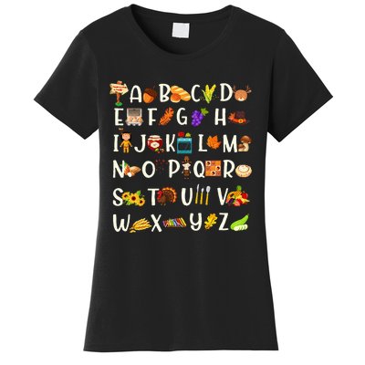 ABCs Learning Kindergarten Teacher Thanksgiving Alphabet Women's T-Shirt