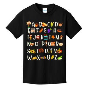 ABCs Learning Kindergarten Teacher Thanksgiving Alphabet Kids T-Shirt