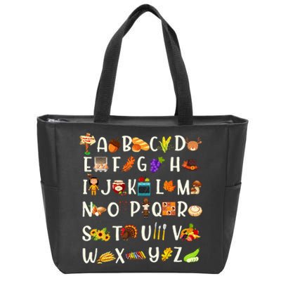 ABCs Learning Kindergarten Teacher Thanksgiving Alphabet Zip Tote Bag