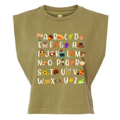 ABCs Learning Kindergarten Teacher Thanksgiving Alphabet Garment-Dyed Women's Muscle Tee