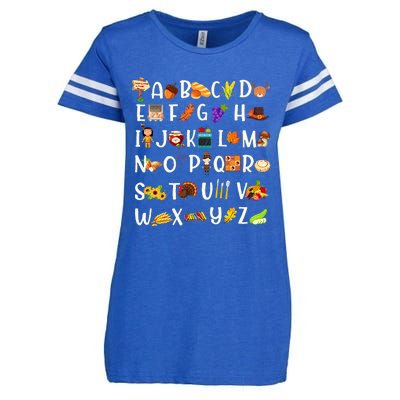 ABCs Learning Kindergarten Teacher Thanksgiving Alphabet Enza Ladies Jersey Football T-Shirt