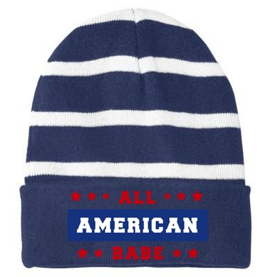 All American Babe Striped Beanie with Solid Band