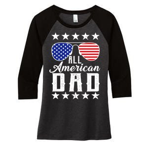 All American Dad  Women's Tri-Blend 3/4-Sleeve Raglan Shirt