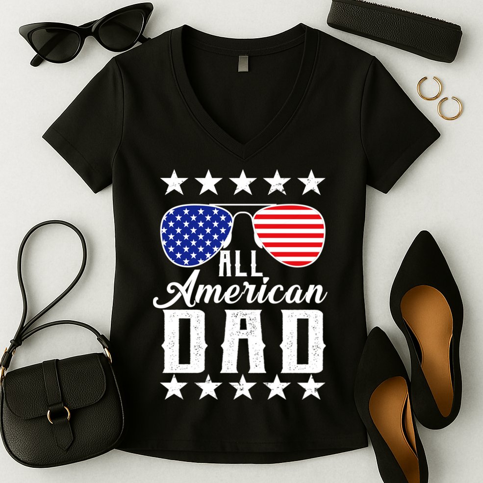All American Dad  Women's V-Neck T-Shirt
