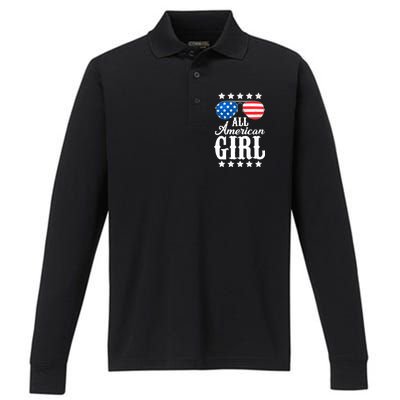 All American Girl Performance Long Sleeve Polo