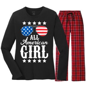 All American Girl Women's Long Sleeve Flannel Pajama Set 