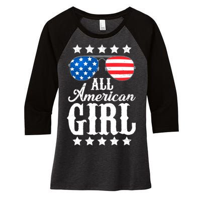 All American Girl Women's Tri-Blend 3/4-Sleeve Raglan Shirt