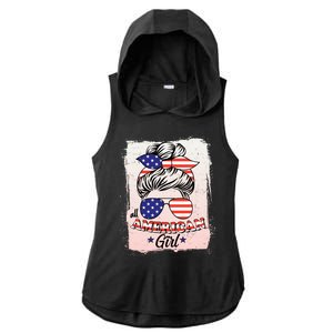 All American Girl USA American Flag Ladies PosiCharge Tri-Blend Wicking Draft Hoodie Tank