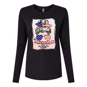 All American Girl USA American Flag Womens Cotton Relaxed Long Sleeve T-Shirt