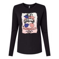 All American Girl USA American Flag Womens Cotton Relaxed Long Sleeve T-Shirt