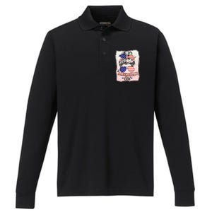 All American Girl USA American Flag Performance Long Sleeve Polo