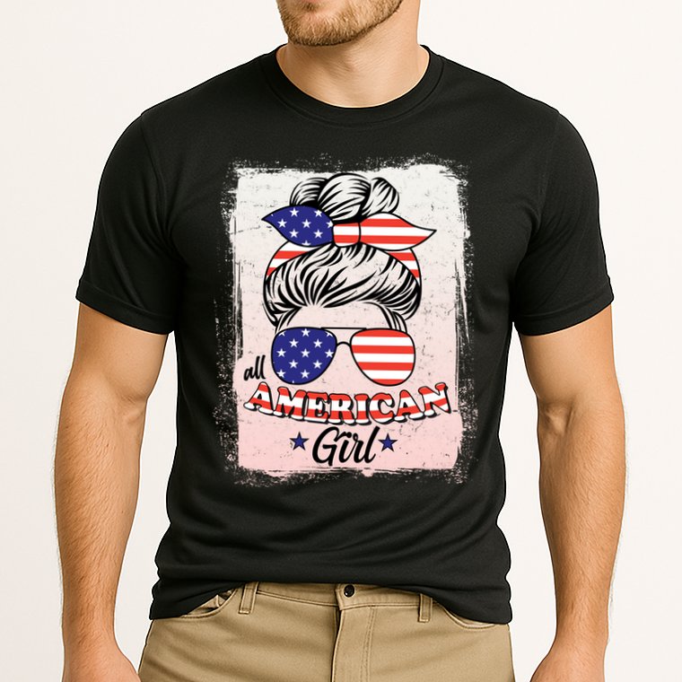 All American Girl USA American Flag Cooling Performance Crew T-Shirt