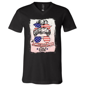 All American Girl USA American Flag V-Neck T-Shirt