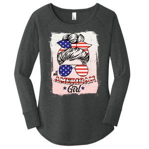 All American Girl USA American Flag Women's Perfect Tri Tunic Long Sleeve Shirt