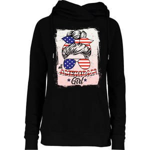 All American Girl USA American Flag Womens Funnel Neck Pullover Hood