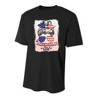 All American Girl USA American Flag Youth Performance Sprint T-Shirt