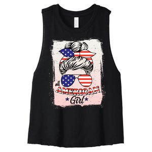 All American Girl USA American Flag Women's Racerback Cropped Tank