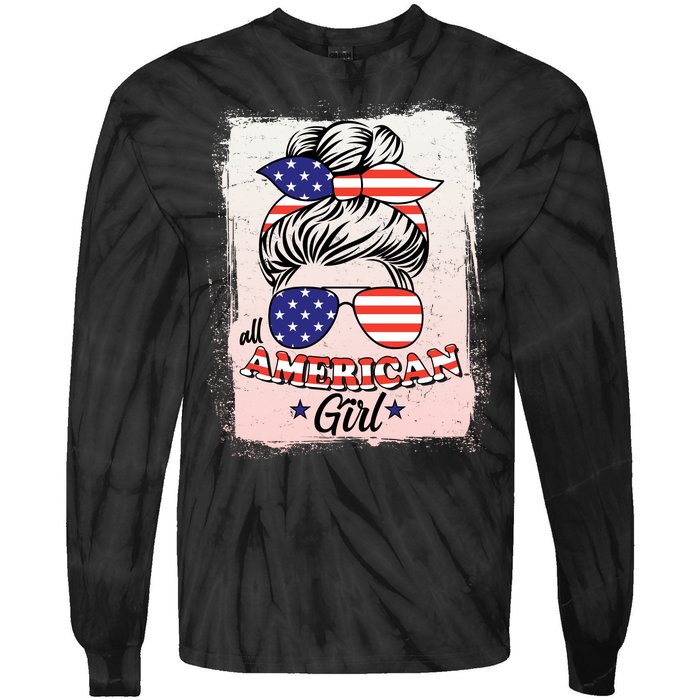 All American Girl USA American Flag Tie-Dye Long Sleeve Shirt