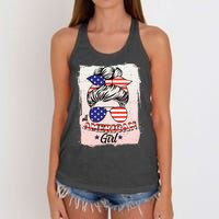 All American Girl USA American Flag Women's Knotted Racerback Tank