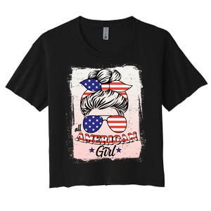 All American Girl USA American Flag Women's Crop Top Tee