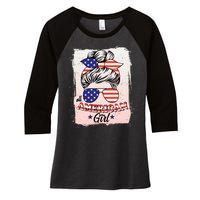 All American Girl USA American Flag Women's Tri-Blend 3/4-Sleeve Raglan Shirt